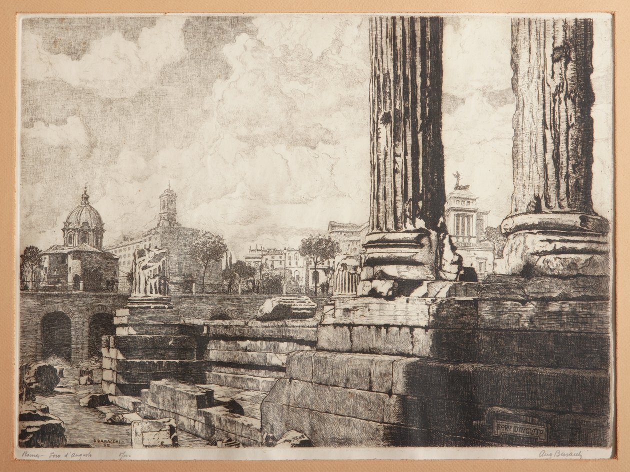Rom, Augustus Forum (etsning på papper) av Augusto Baracchi