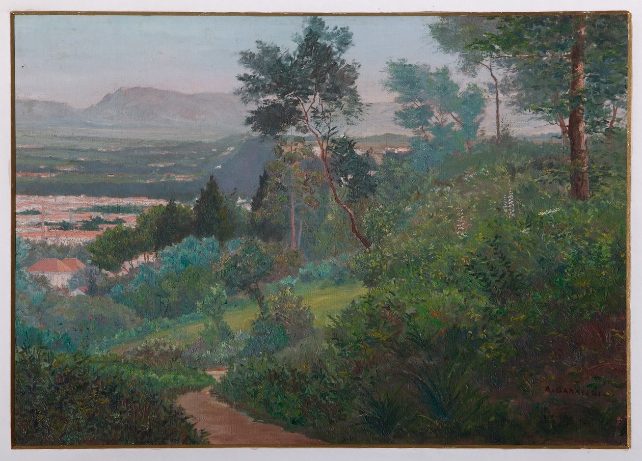 Utsikt över Vignola (olja på plywood) av Augusto Baracchi