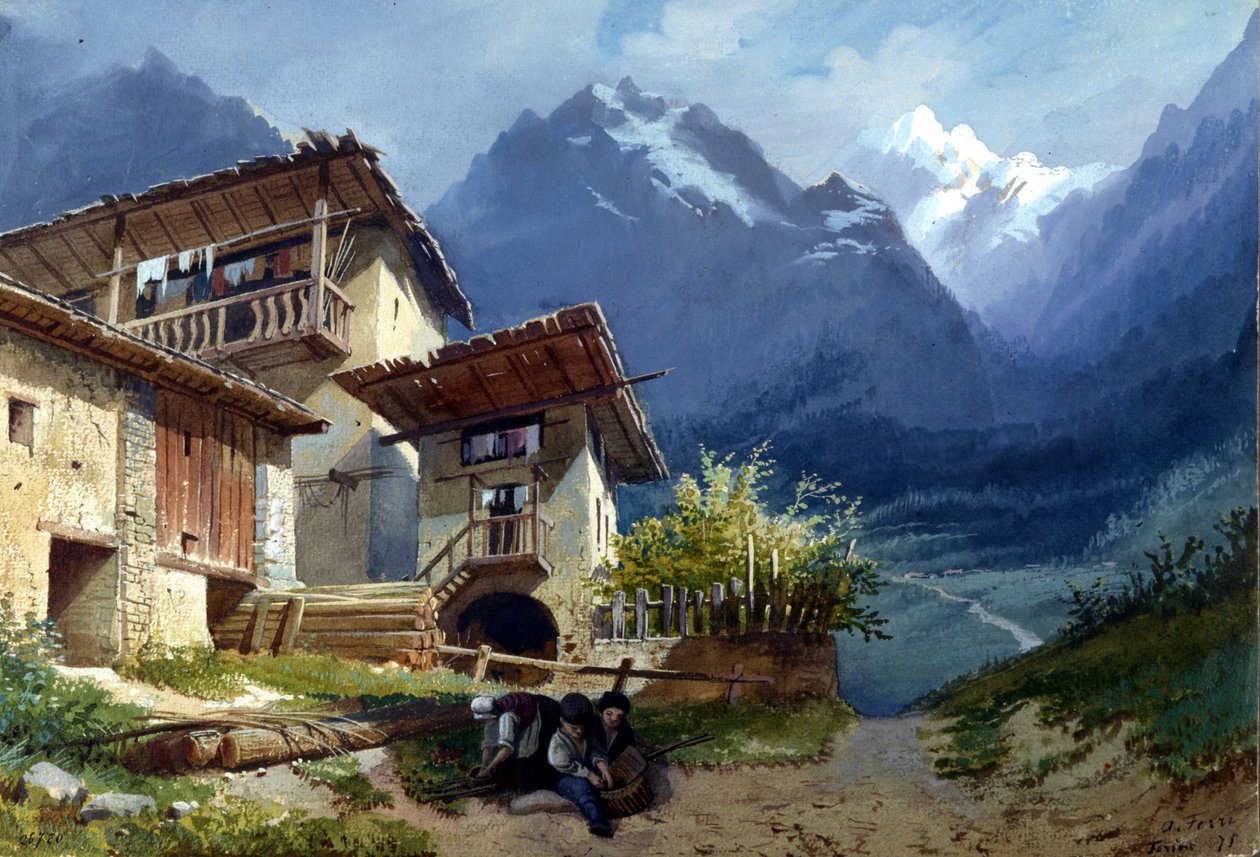 Scenografi för operan "Linda di Chamounix" av Gaetano Donizetti, Turin, 1875 av Augusto Ferri