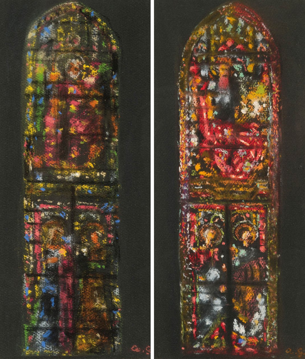 Augusto Giacometti skissar efter en glasmålning i Florens katedral av Augusto Giacometti