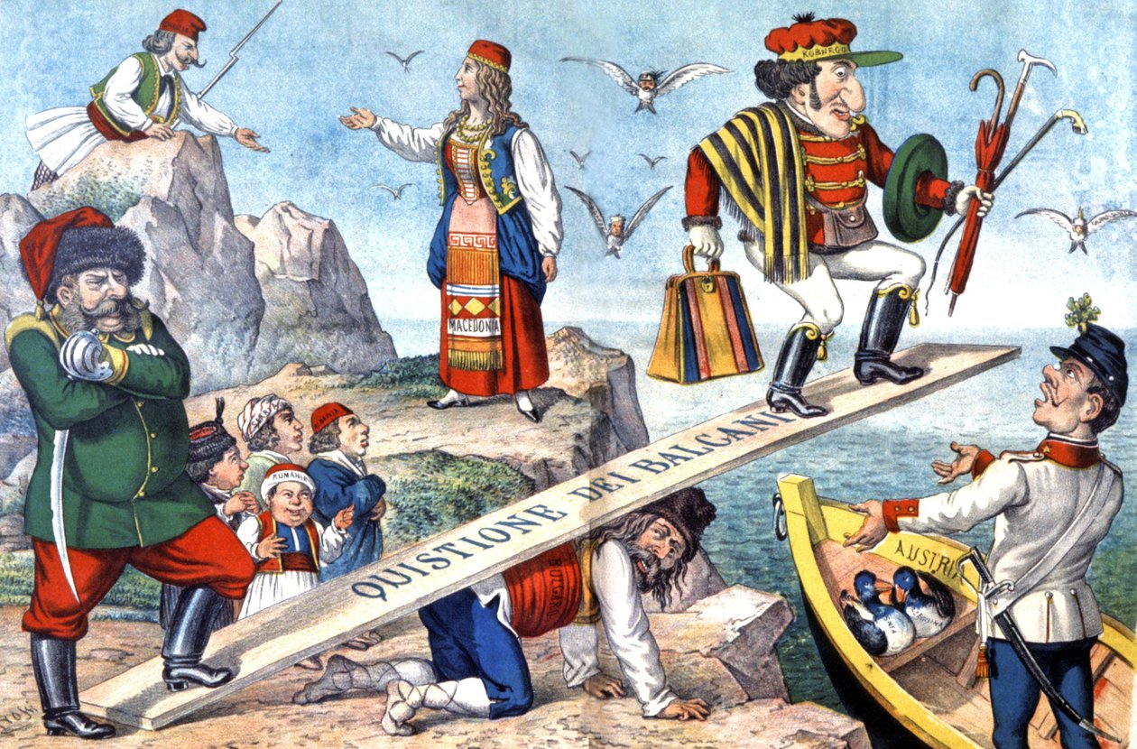Frågan om Balkan, ca 1900 (illustration) av Augusto Grossi