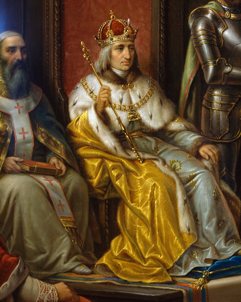Fredrik III, pressad att marschera mot turkar av Trieste-poeten Raffaele Zovenzoni, detalj, av Augusto Tominz (1818-1883) av Augusto Tominz