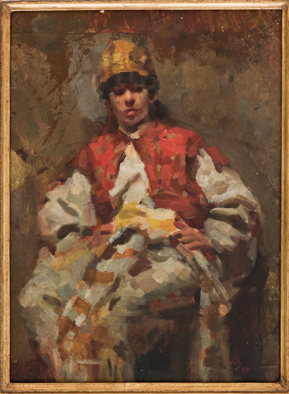 Kvinnlig figur (olja på papper) av Augusto Valli
