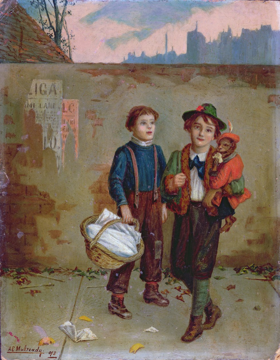Tiggare och en apa, 1893 av Augustus Edward Mulready