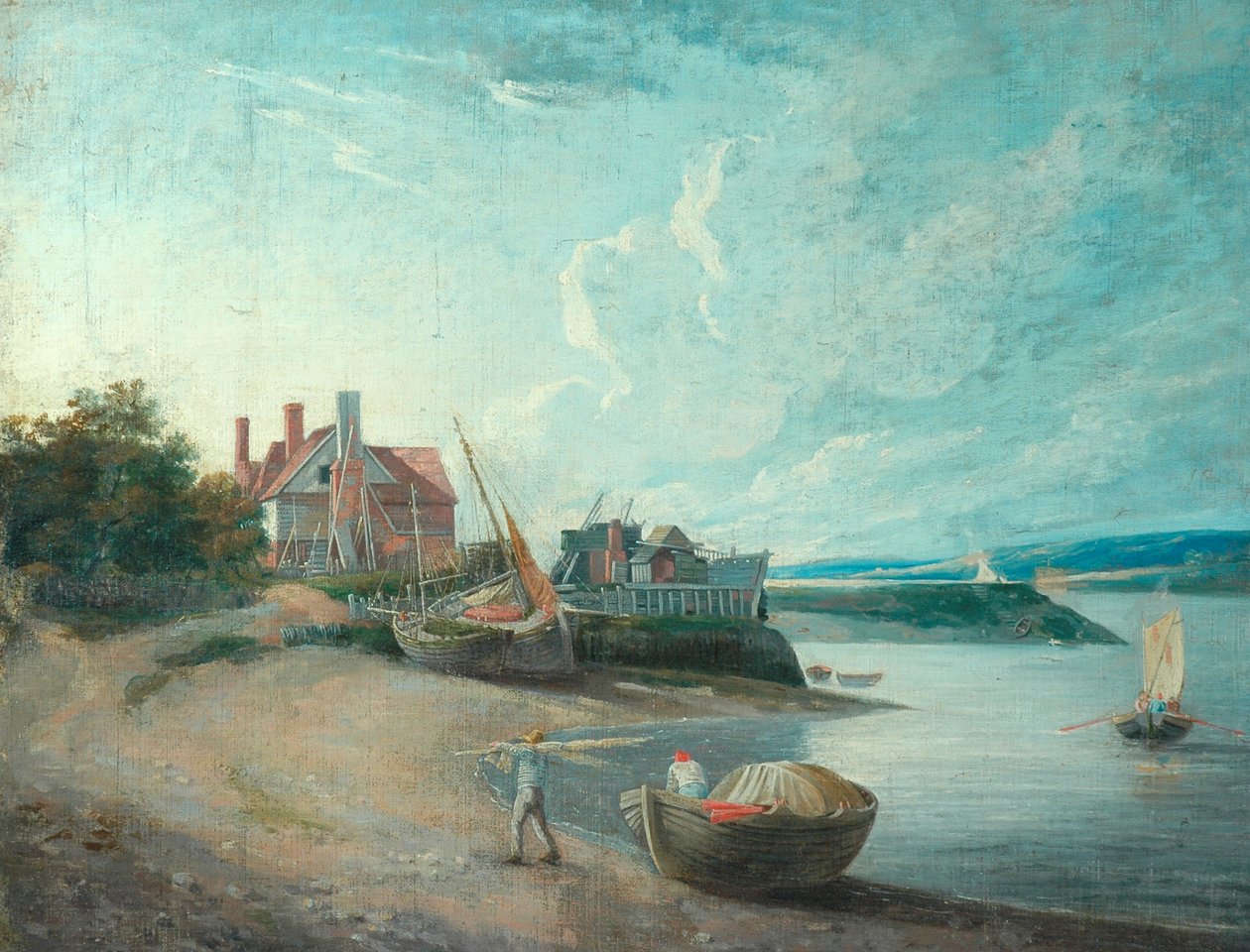 Flodscen med båtar, 1815 av Augustus Wall Callcott