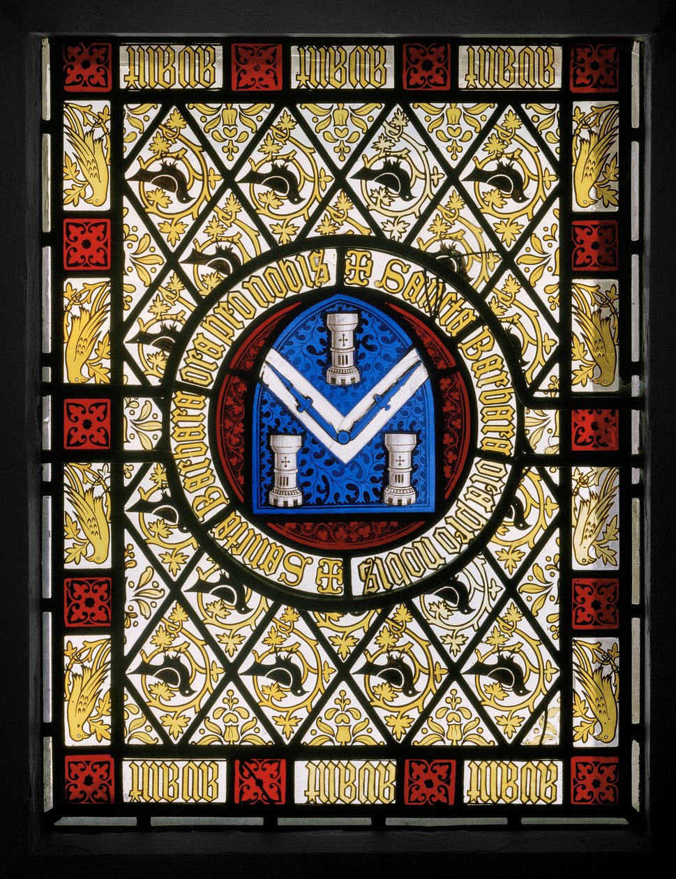 Salongens fönster med nederländska rundel, c.1844 av Augustus Welby Northmore Pugin