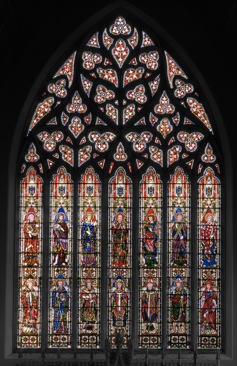 Jungfru och Kristus med heliga, östfönstret, 1847-48 av Augustus Welby Northmore Pugin