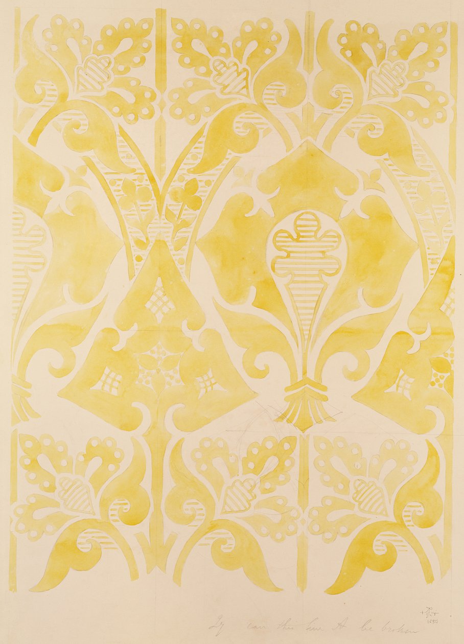 Design för en sammets- eller sidenbrocatelle, 1850 (penna och wc på papper) av Augustus Welby Northmore Pugin