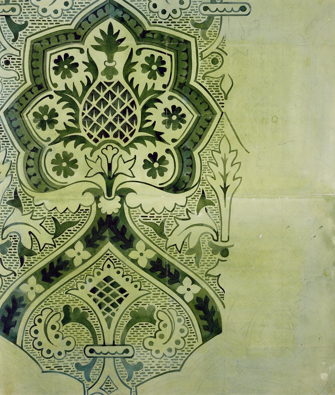 Design för ett kyrkligt tapettryck (bläck på papper) av Augustus Welby Northmore Pugin