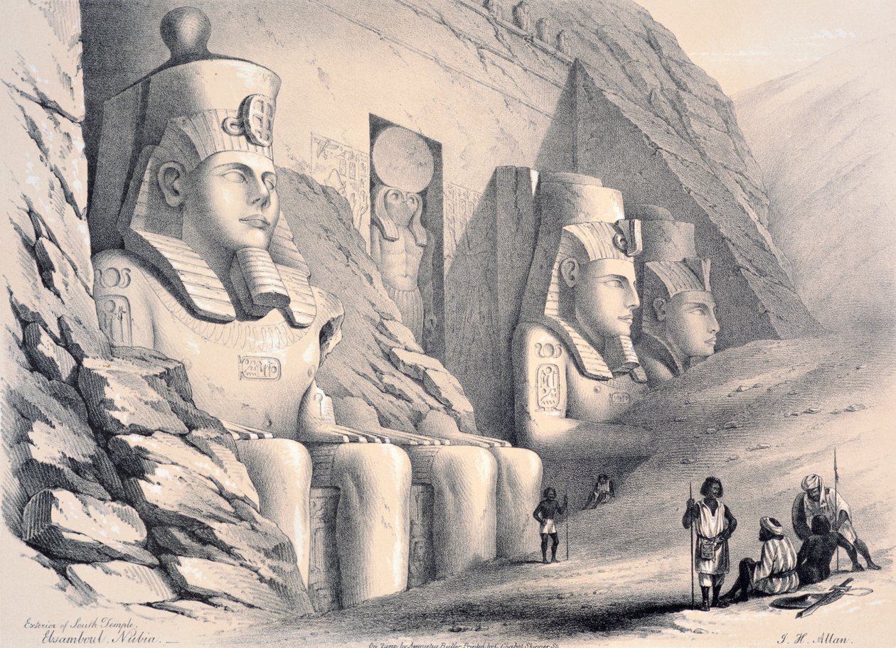 Exteriör av South Temple, Ebsamboul, Nubia, c1850 av Augustus Butler