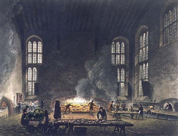 Interiör av köket i Christ Church, illustration från 