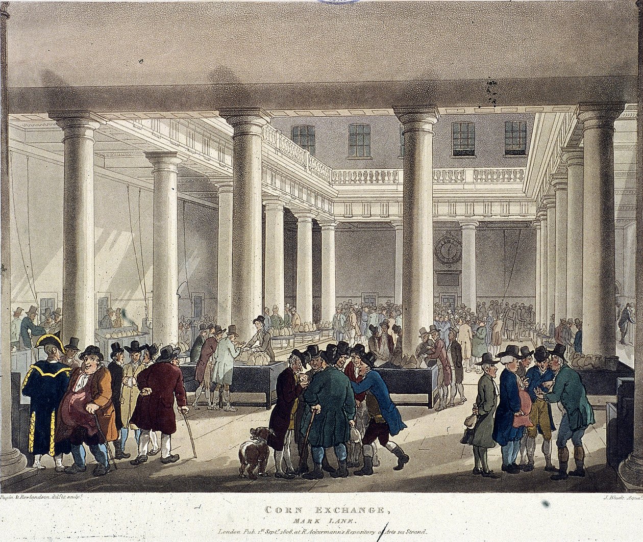 Corn Exchange, London, 1808 av Augustus Charles Pugin, Thomas Rowlandson