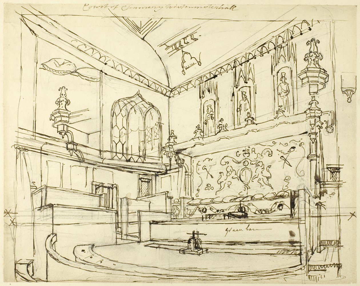 Court of Chancery, Westminster Hall av Augustus Charles Pugin