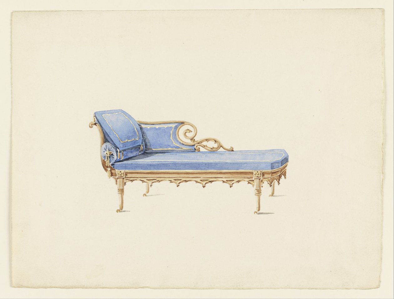 Design för en soffa i Gothic Revival Style av Augustus Charles Pugin