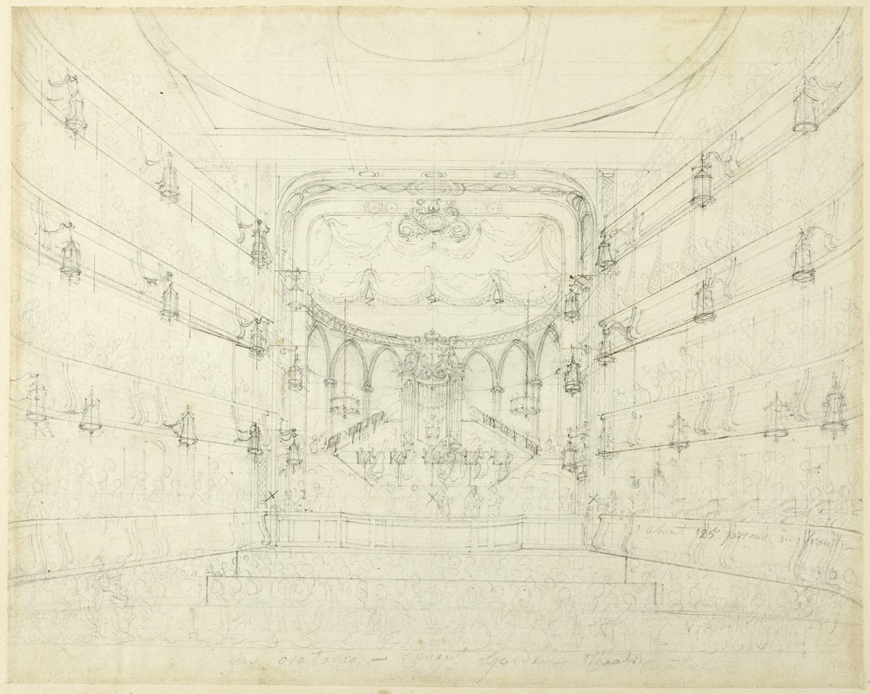 Studie till ett oratorium-Covent Garden Theater, från Microcosm of London av Augustus Charles Pugin