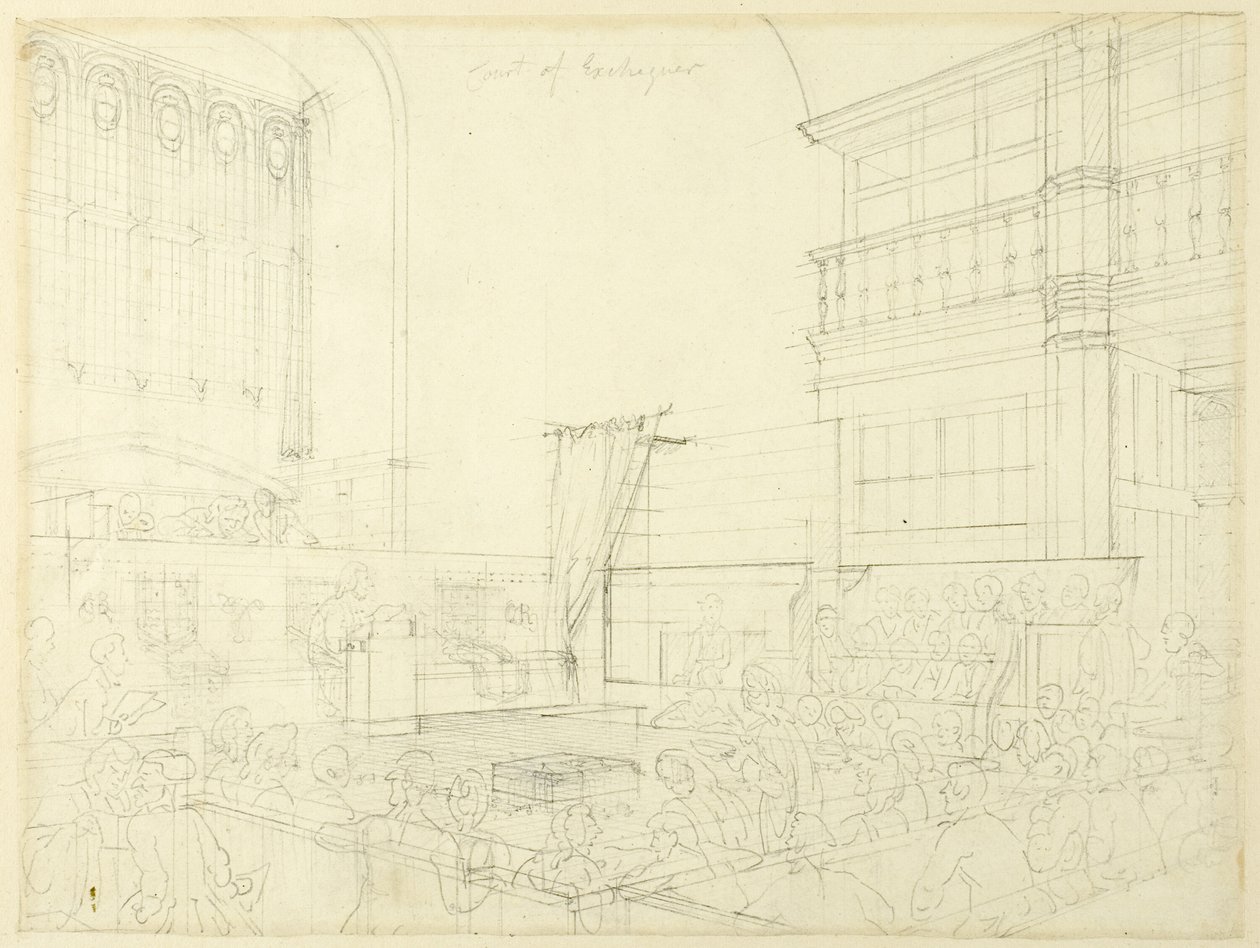 Studie för Court of Exchequer, från Microcosm of London av Augustus Charles Pugin