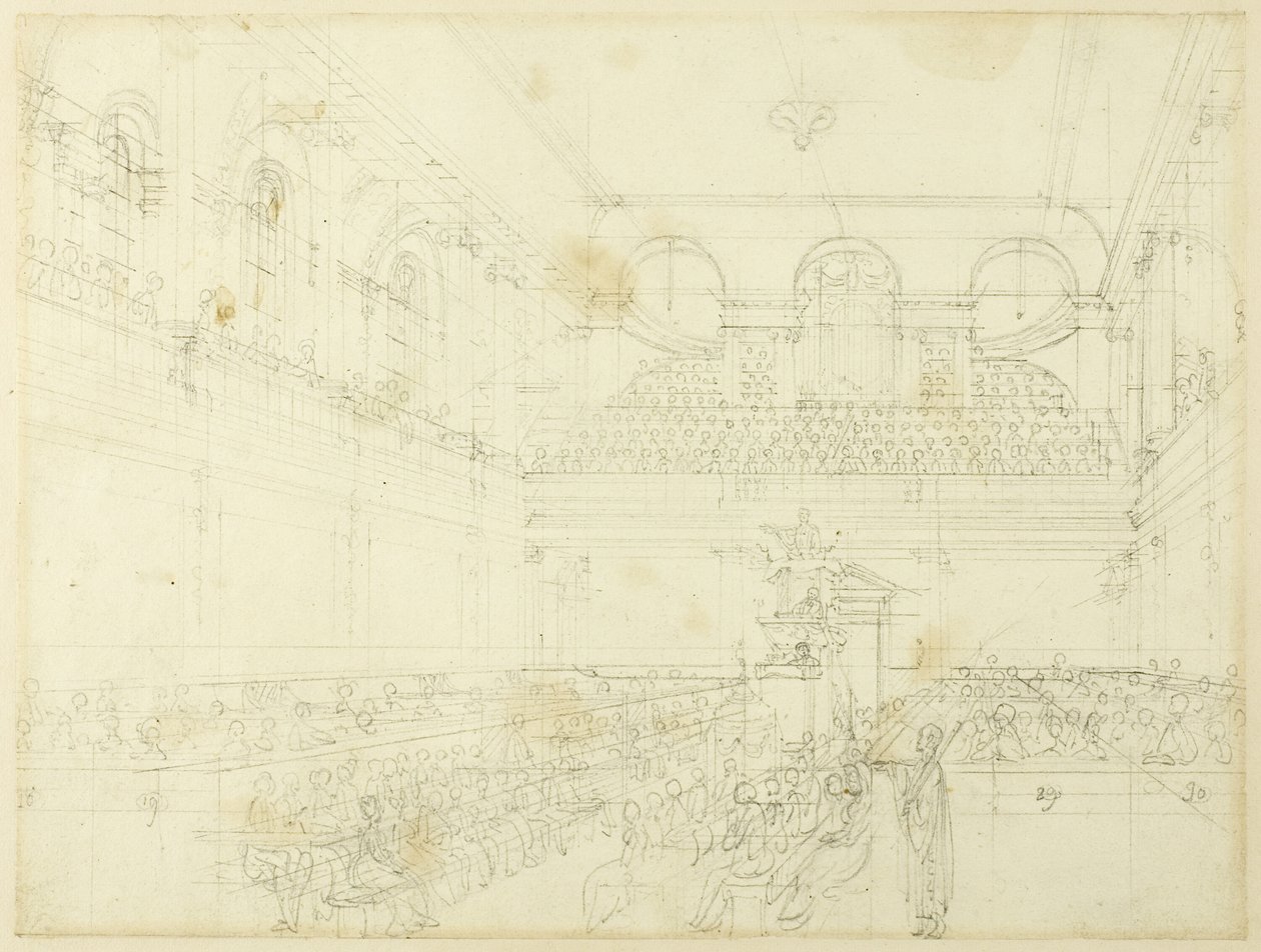 Studie för Foundling Hospital, the Chapel, från Microcosm of London av Augustus Charles Pugin