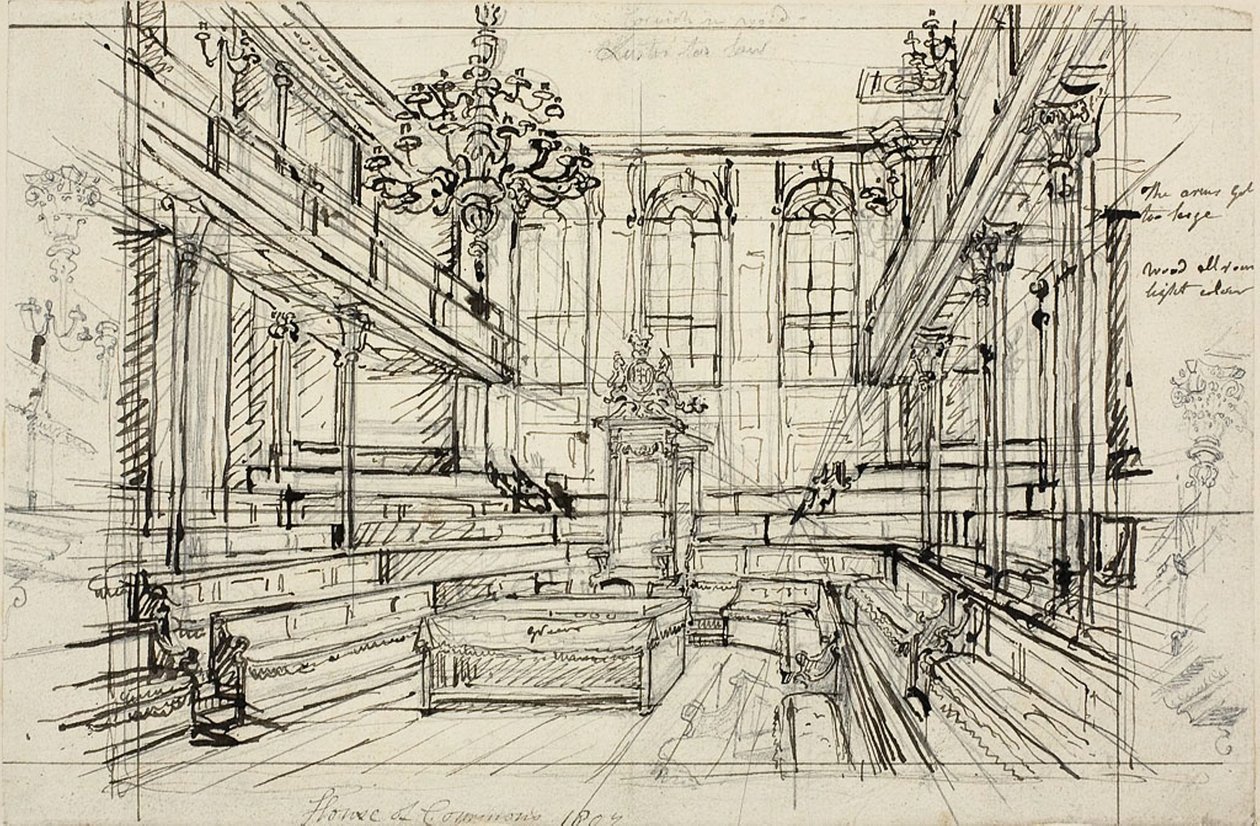 Studie för House of Commons, från Microcosm of London av Augustus Charles Pugin