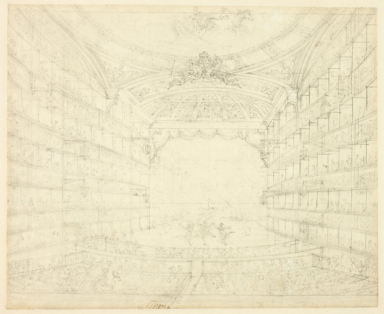 Studie för Opera House, från Microcosm of London av Augustus Charles Pugin