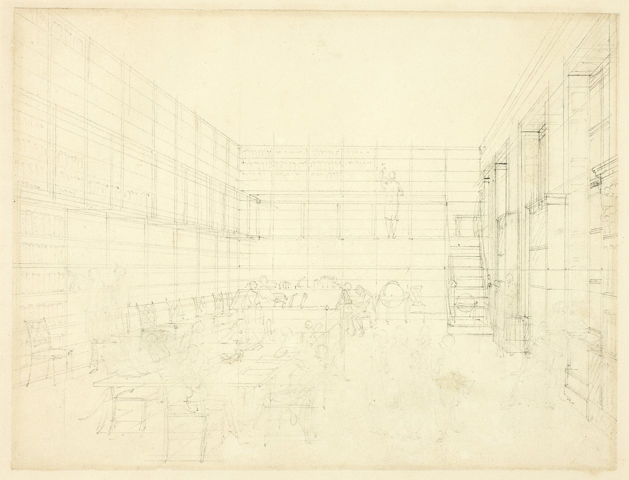 Studie för Royal Institution, Albemarle Street, från Microcosm of London av Augustus Charles Pugin