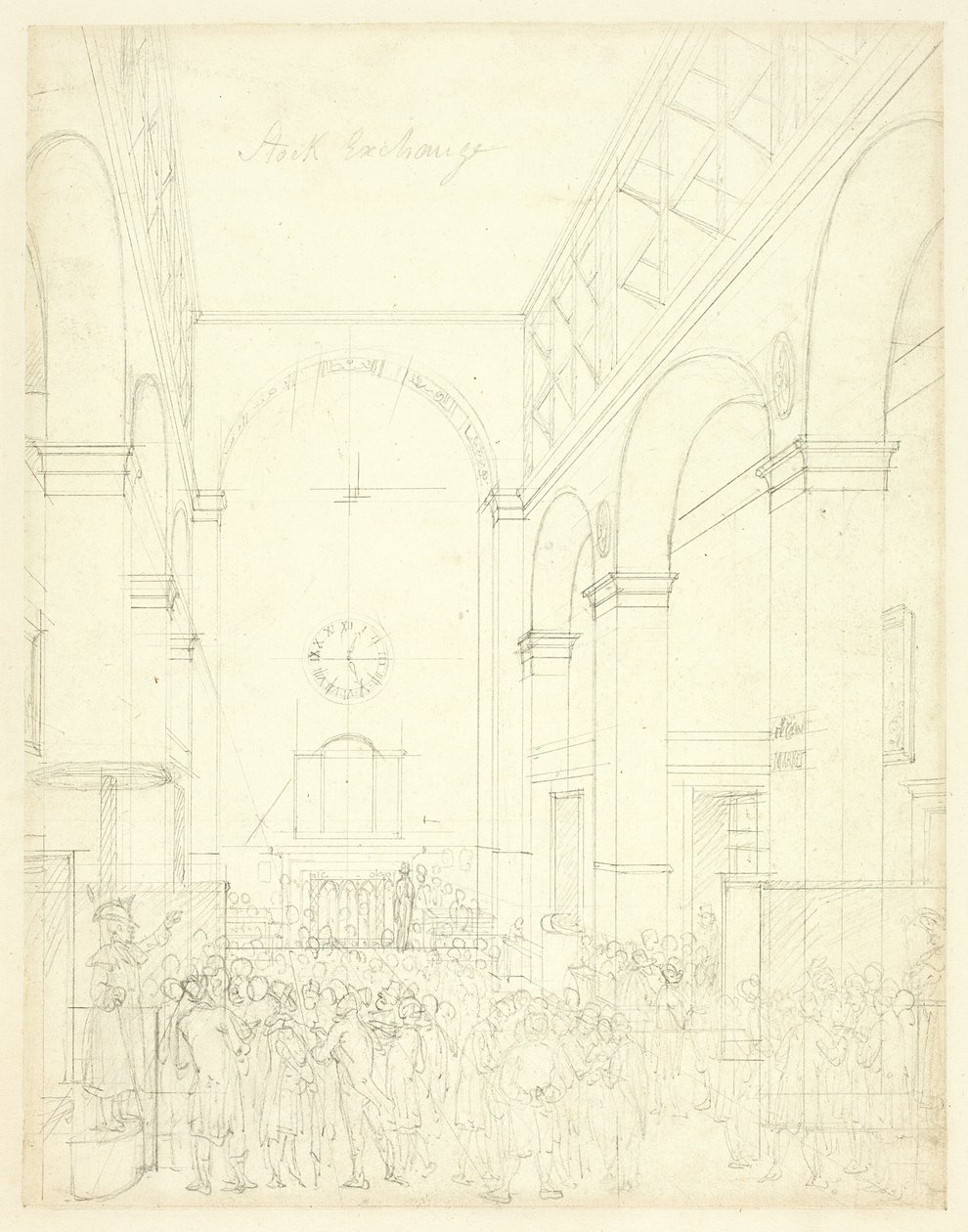 Studie för Stock Exchange, från Microcosm of London av Augustus Charles Pugin