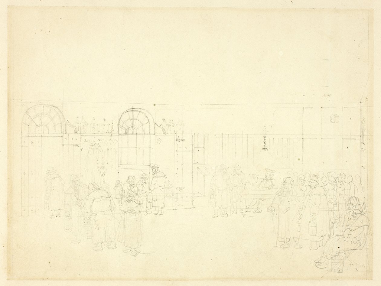 Studie för Watch House, St. Mary Le Bone, från Microcosm of London av Augustus Charles Pugin