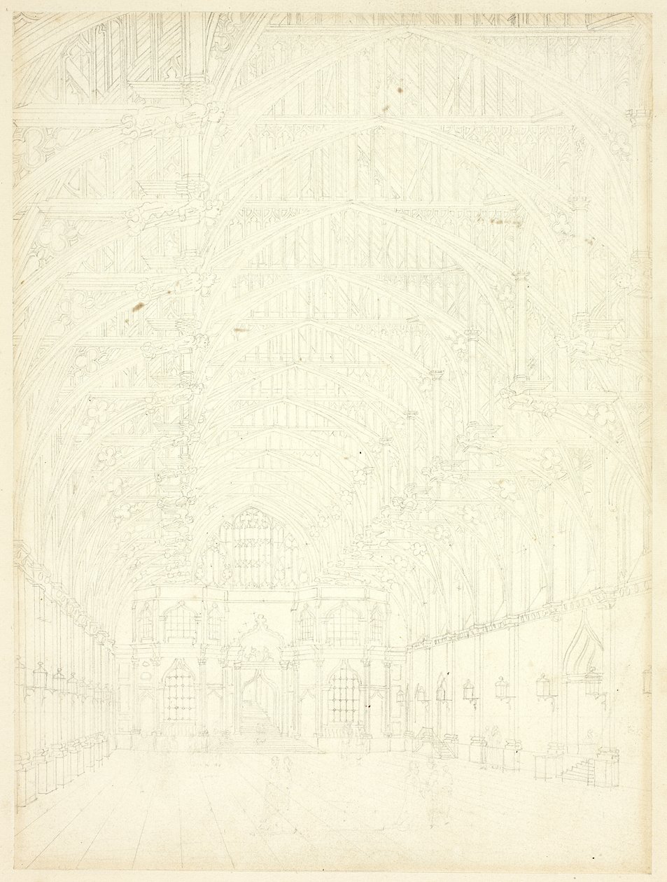 Studie för Westminster Hall, från Microcosm of London av Augustus Charles Pugin