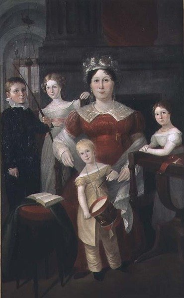 Porträtt av Mrs John Piper och familj, c.1826 av Augustus Earle