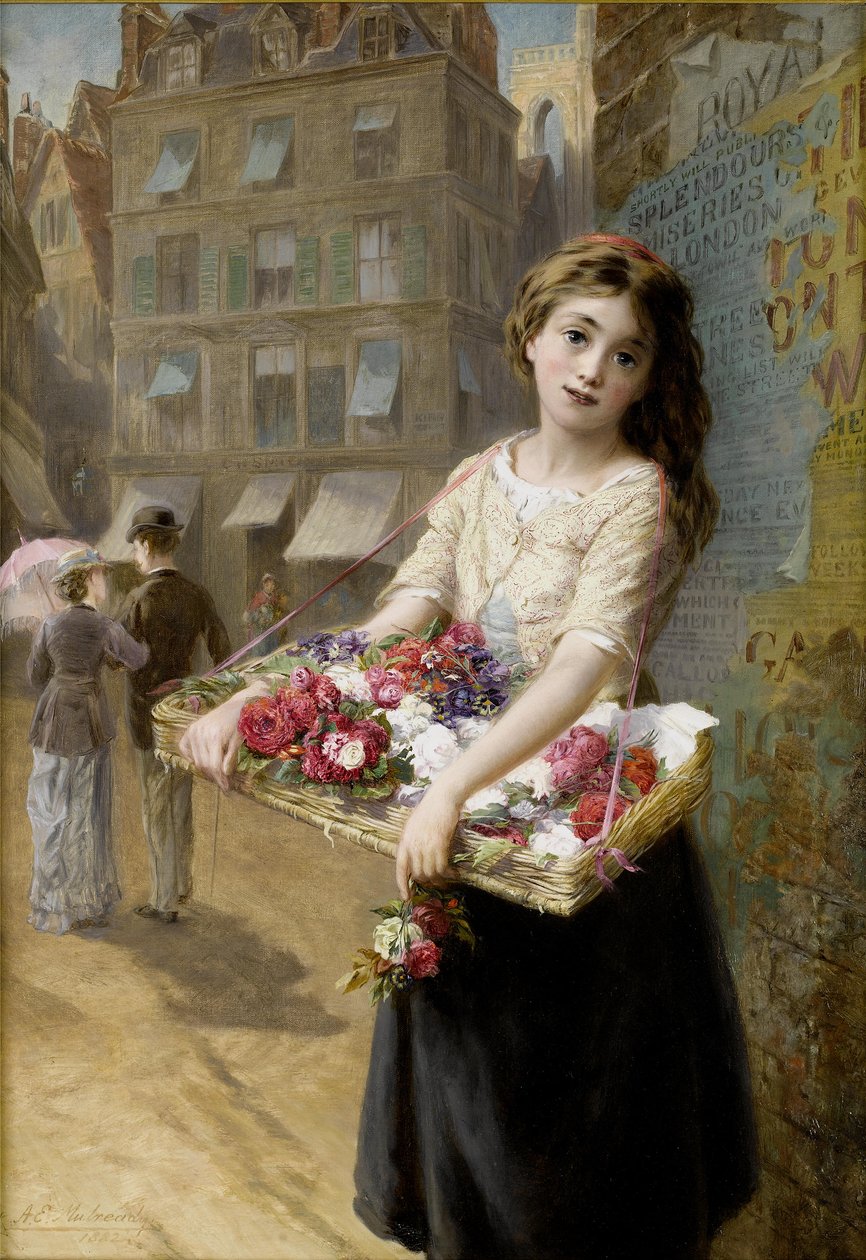 En blomsterförsäljare på gatan av Augustus Edwin Mulready