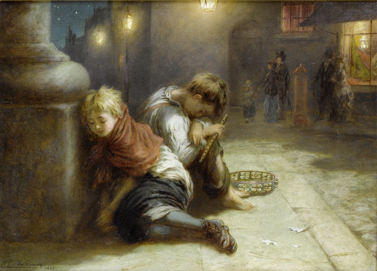 Utmattade Minstrels av Augustus Edwin Mulready