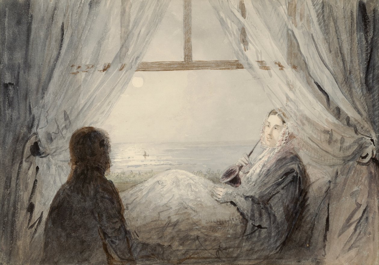 Porträtt av Harriet Martineau på en soffa, 1844 (wc på papper) av Augustus Leopold Egg