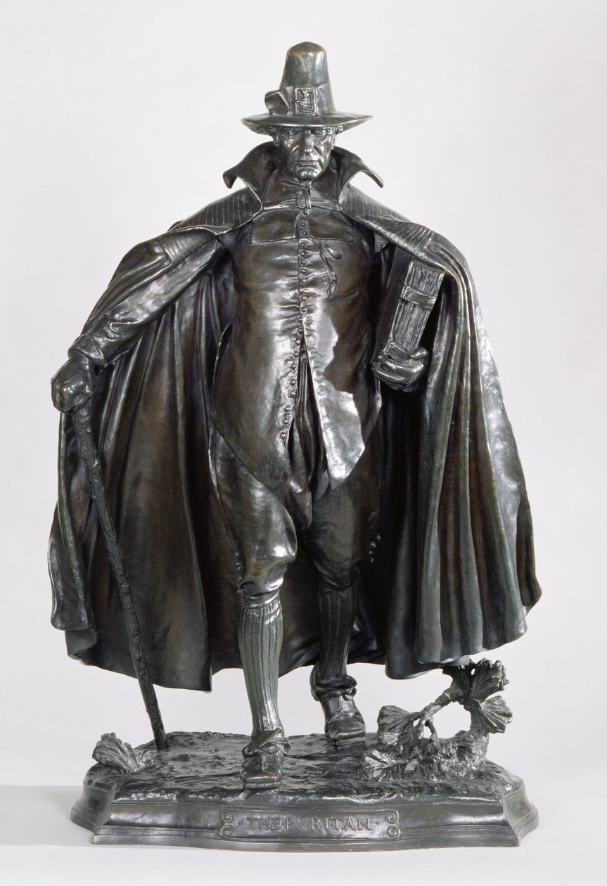 The Puritan, 1899 (mörkbrunsvart patinerad brons) av Augustus Saint Gaudens