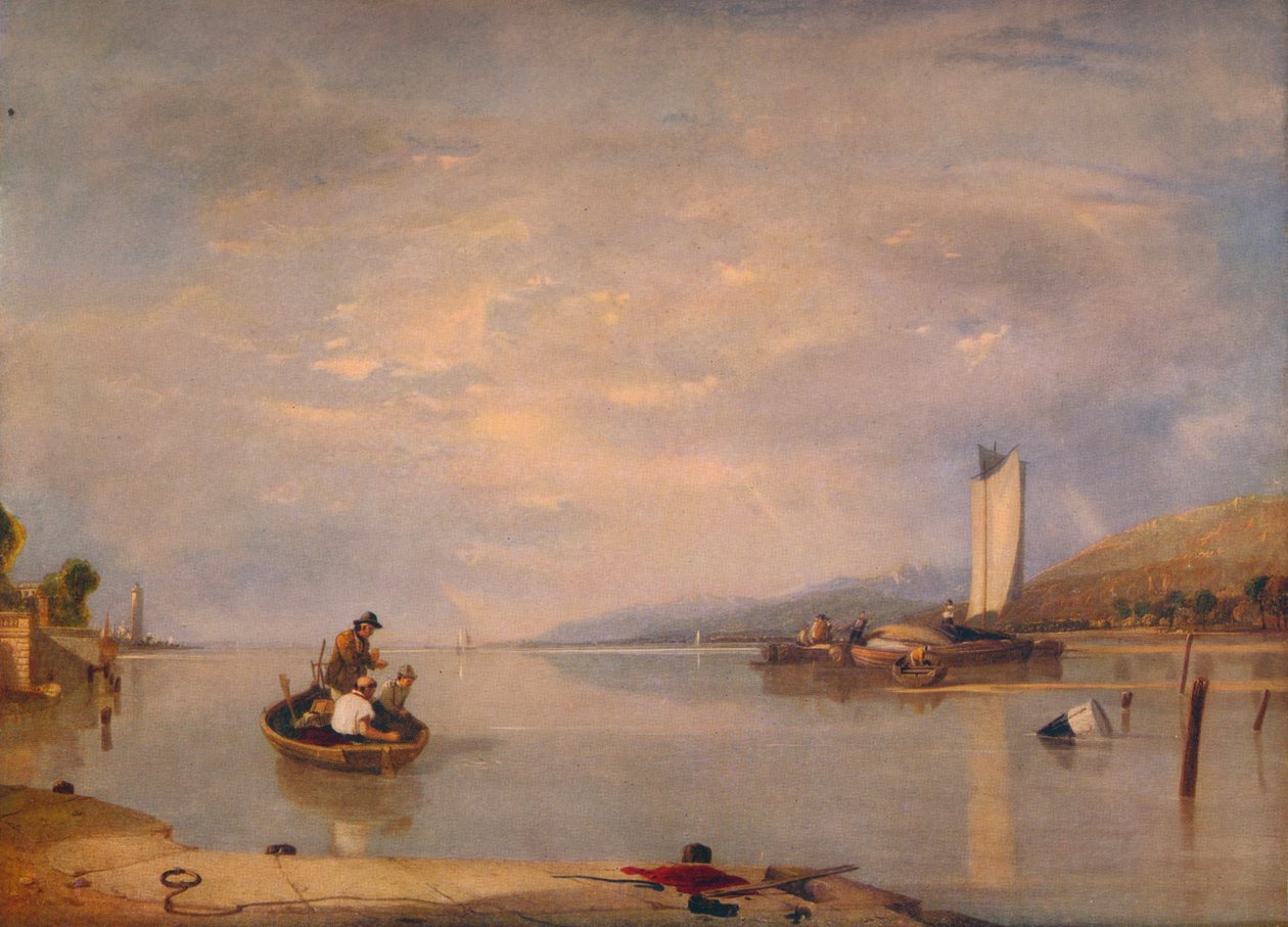 Dead Calm, båtar utanför Cowes Castle, c1841 av Augustus Wall Callcott