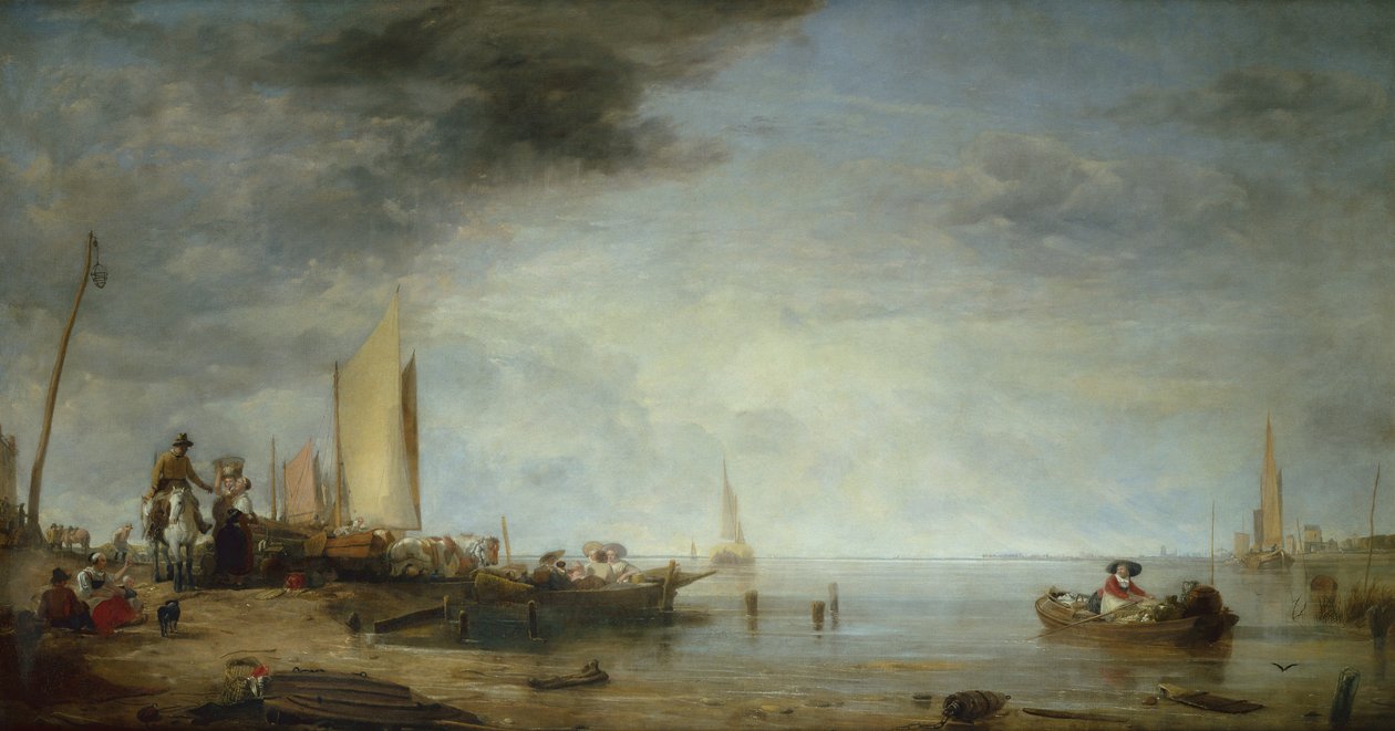 Dutch Market Boats, Rotterdam (olja på duk) av Augustus Wall Callcott