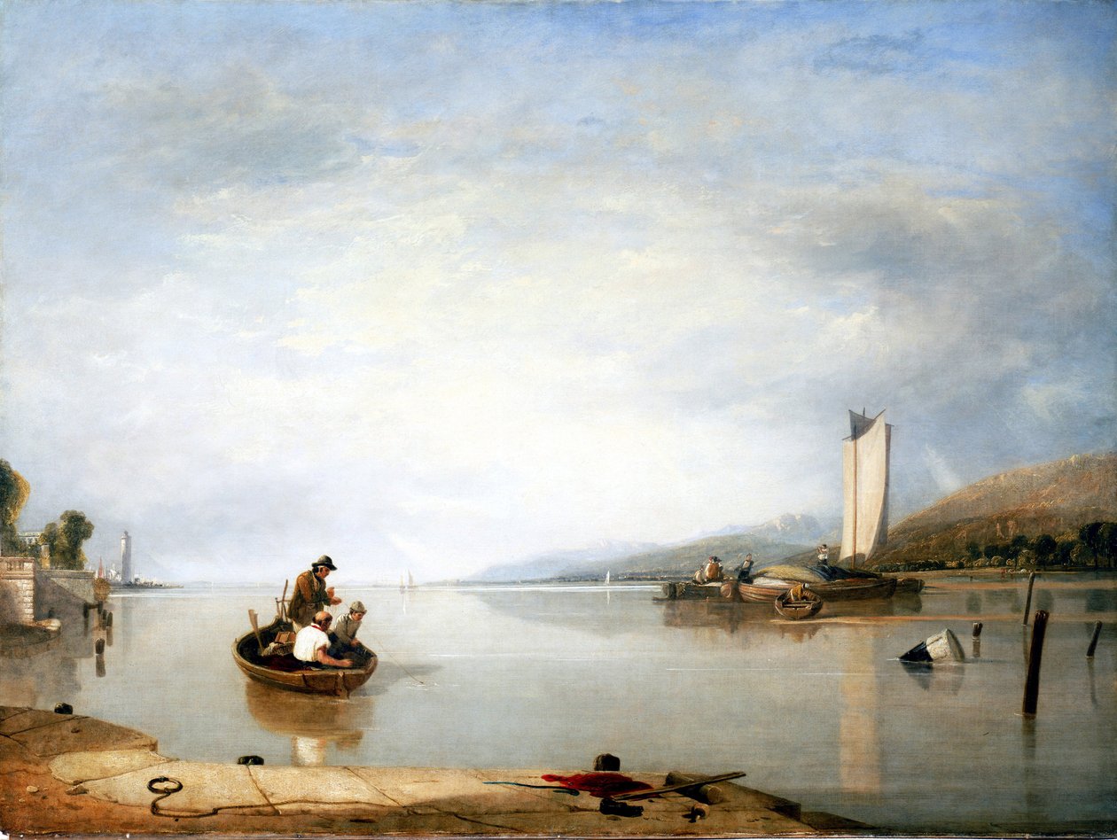 Fiskescen nära Cowes Castle (England). Olja på duk av Sir Augustus Wall Callcott (1779-1844). av Augustus Wall Callcott