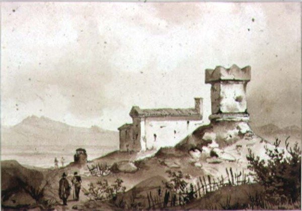 Italienskt landskap med antik romersk sarkofag (teckning) av Augustus Wall Callcott