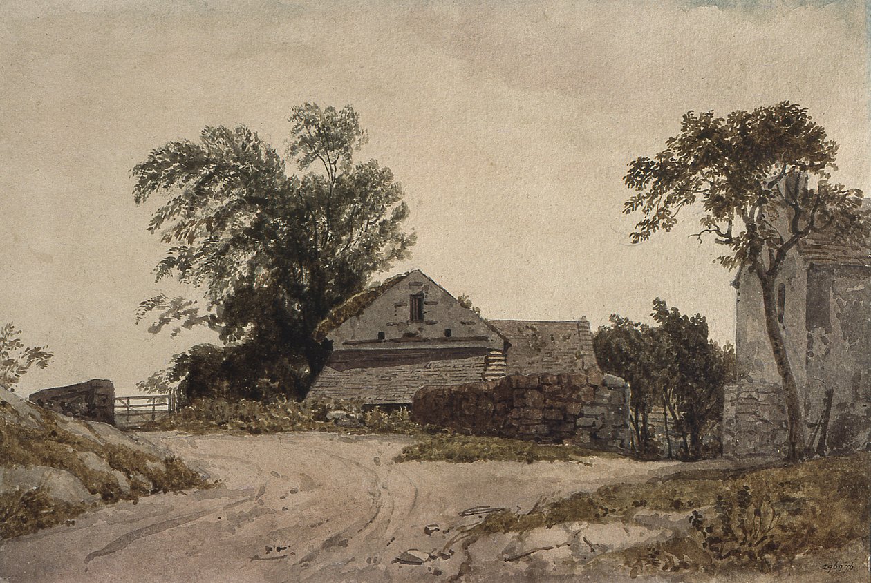 Vägkantsstugor (ritning) av Augustus Wall Callcott