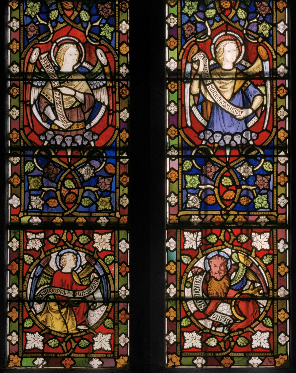 Kristus omgiven av änglar, detalj, 1850 (målat glas) av Augustus Welby Northmore Pugin
