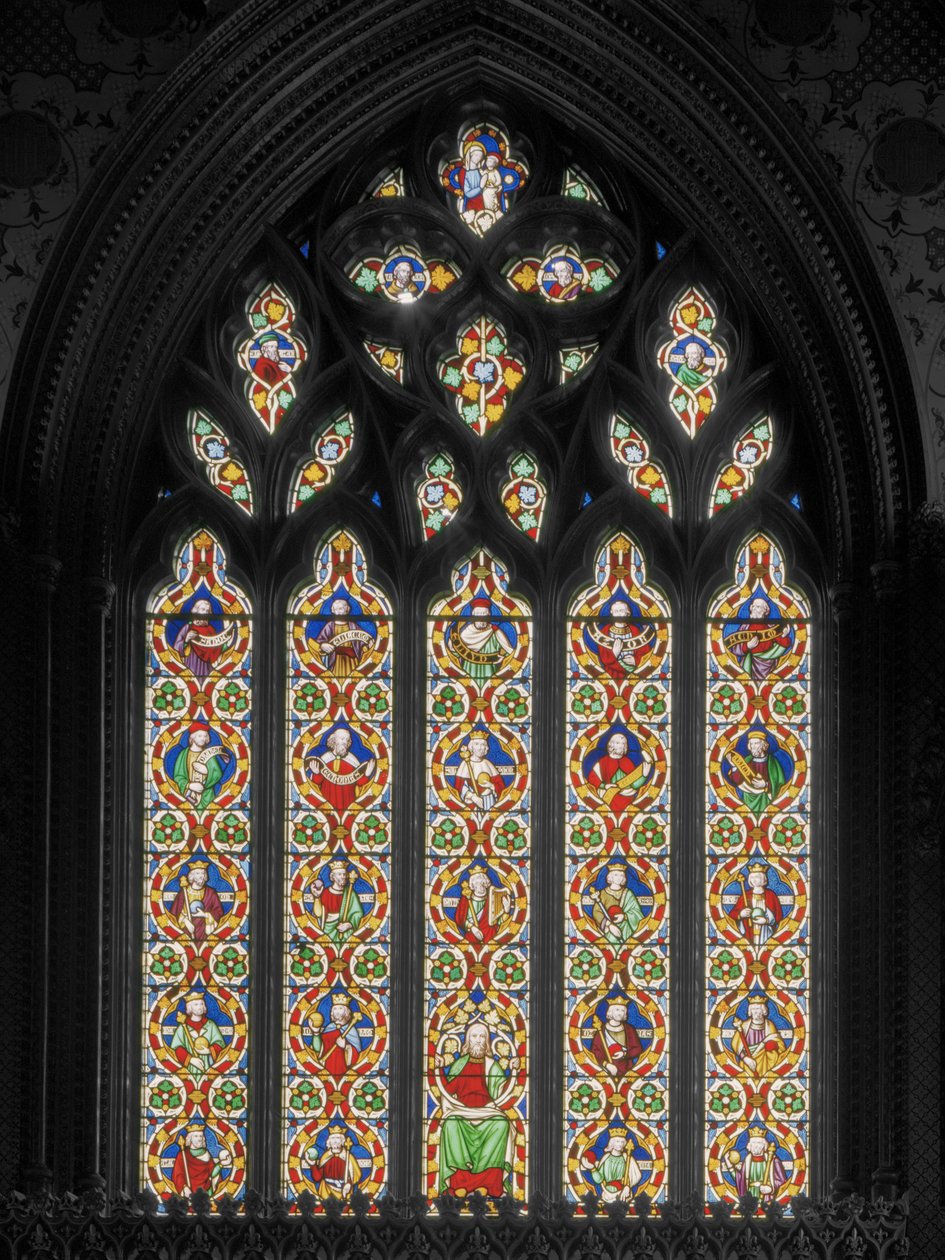East Window with Jesse Tree, ca 1845 (målat glas) av Augustus Welby Northmore Pugin