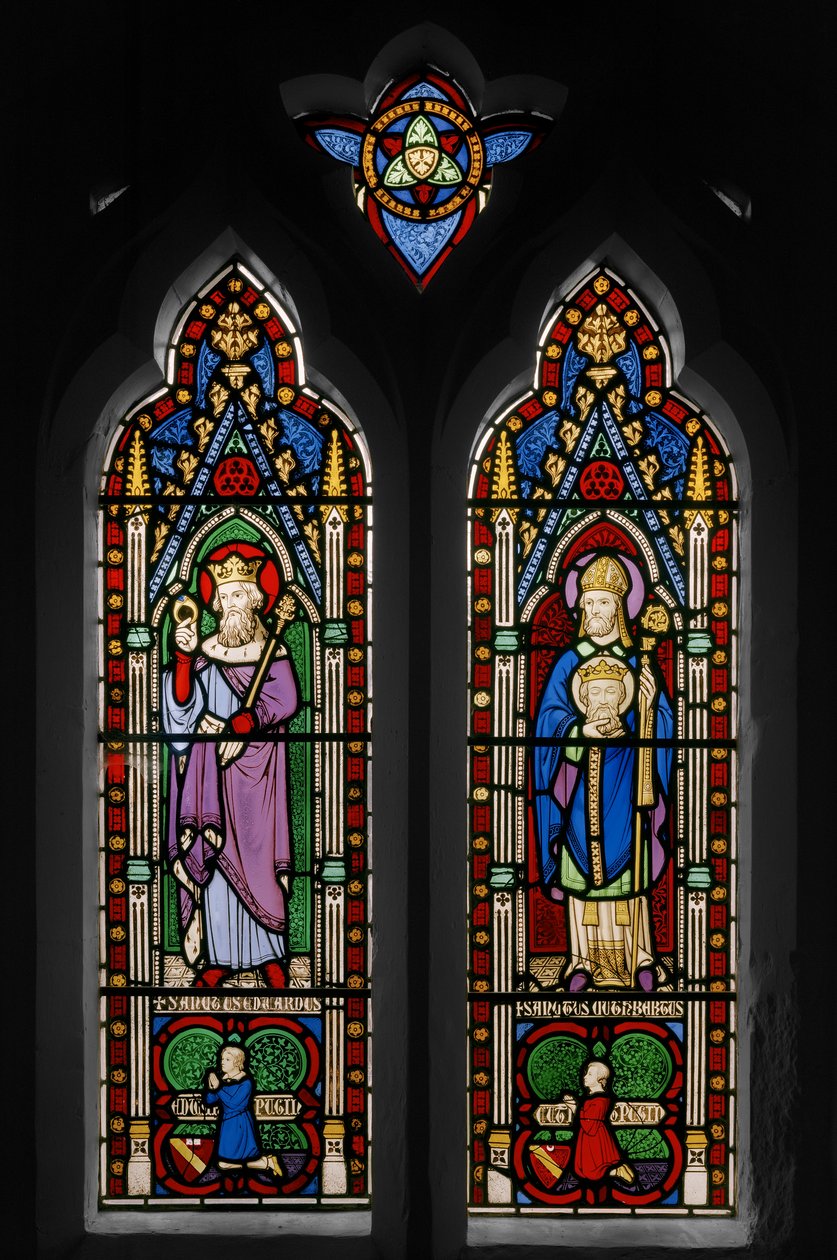 Edward the Confessor och St. Cuthbert, Chapel Window, ca 1844 (målat glas) av Augustus Welby Northmore Pugin