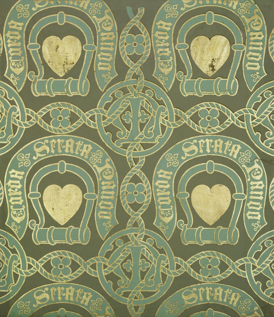 Hjärtmotiv kyrklig tapetdesign av Augustus Welby Northmore Pugin