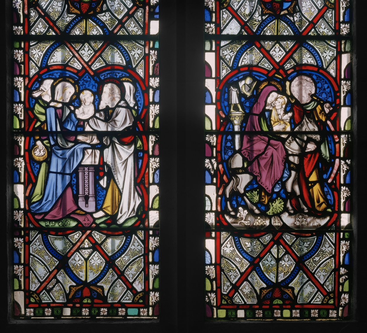 Lady Chapel Window med scener ur jungfruns liv, detalj, 1851 (målat glas) av Augustus Welby Northmore Pugin