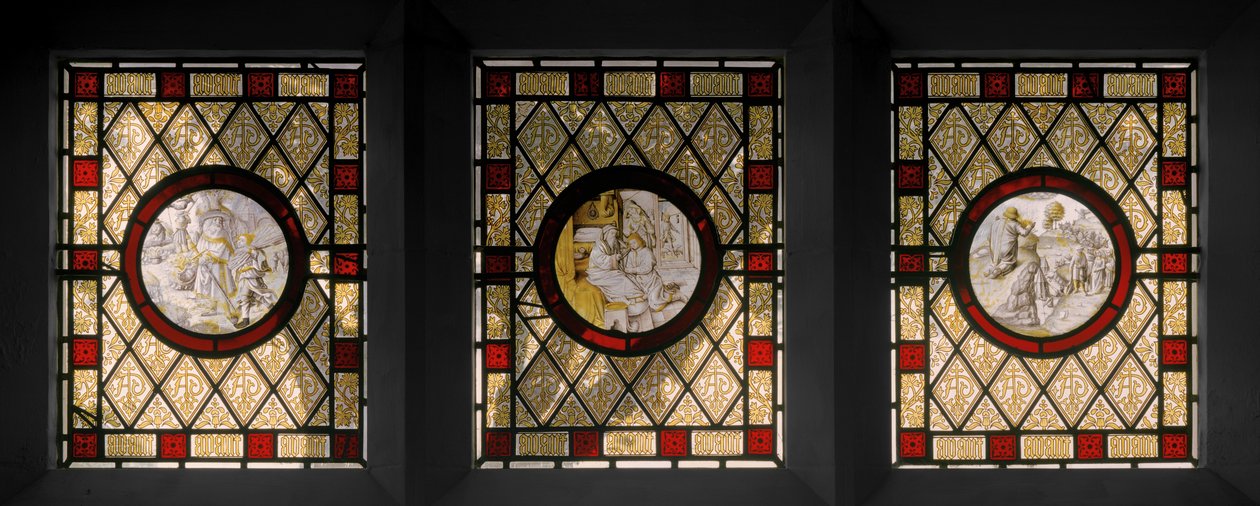 Biblioteksfönster med nederländska rondeller, ca 1844 (målat glas) av Augustus Welby Northmore Pugin