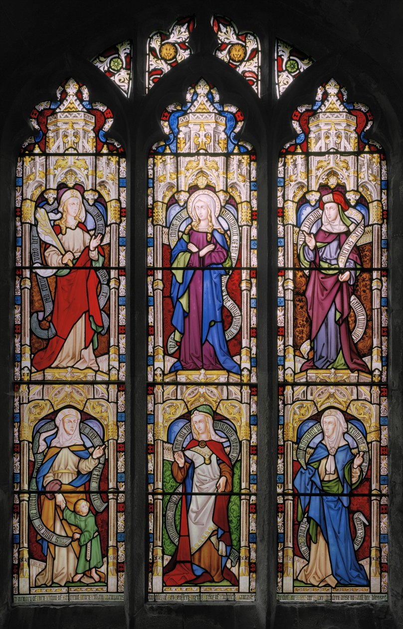 Ruth, Jungfru Maria, Sarah, Hannah, Dorcas och Anne, 1852 (målat glas) av Augustus Welby Northmore Pugin
