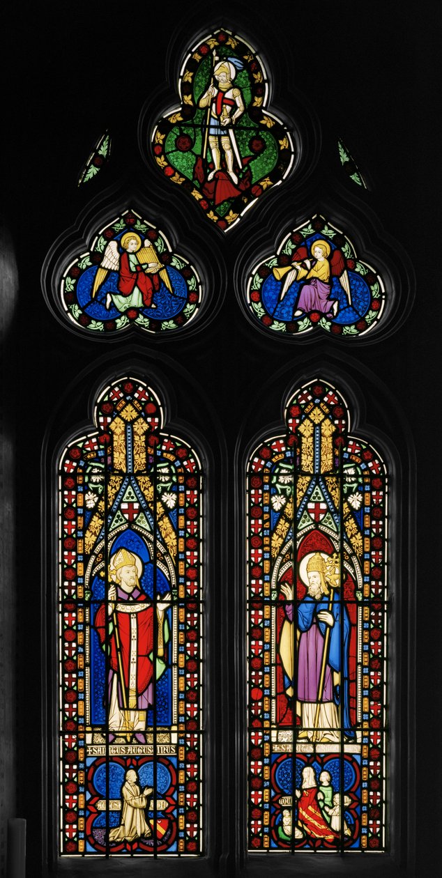 St. Augustine och St. Gregory, Chapel East Window, ca 1844 (målat glas) av Augustus Welby Northmore Pugin