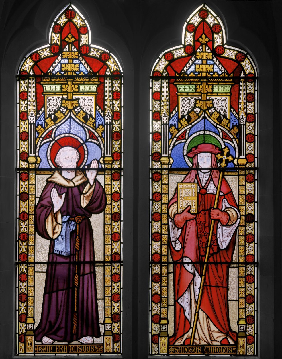 St. Franciskus av Assisi och St. Carolus, 1847 (målat glas) av Augustus Welby Northmore Pugin