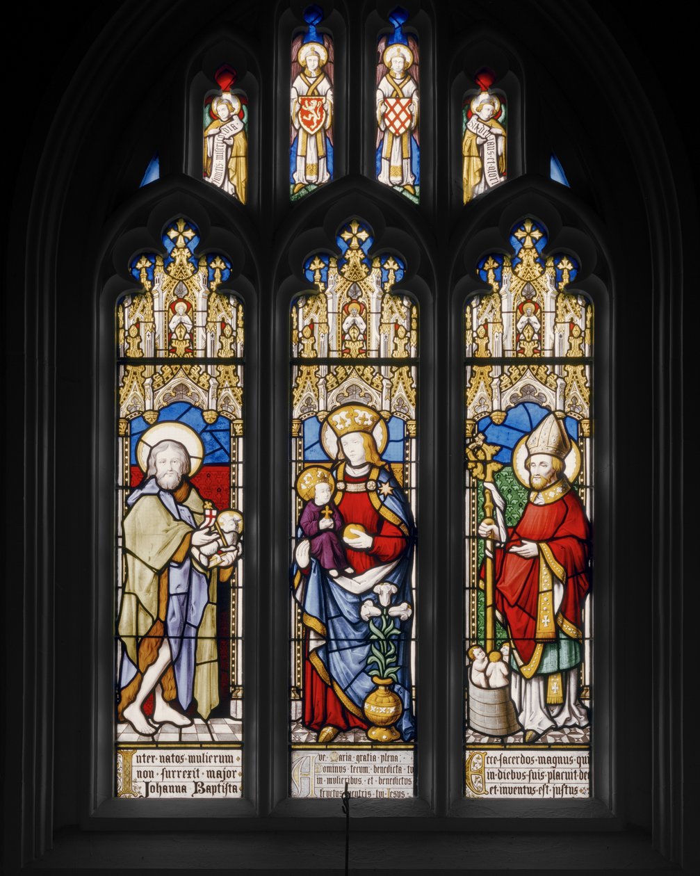 St. Johannes Döparen, Jungfru & Barn och St. Nicholas, 1841 (målat glas) av Augustus Welby Northmore Pugin