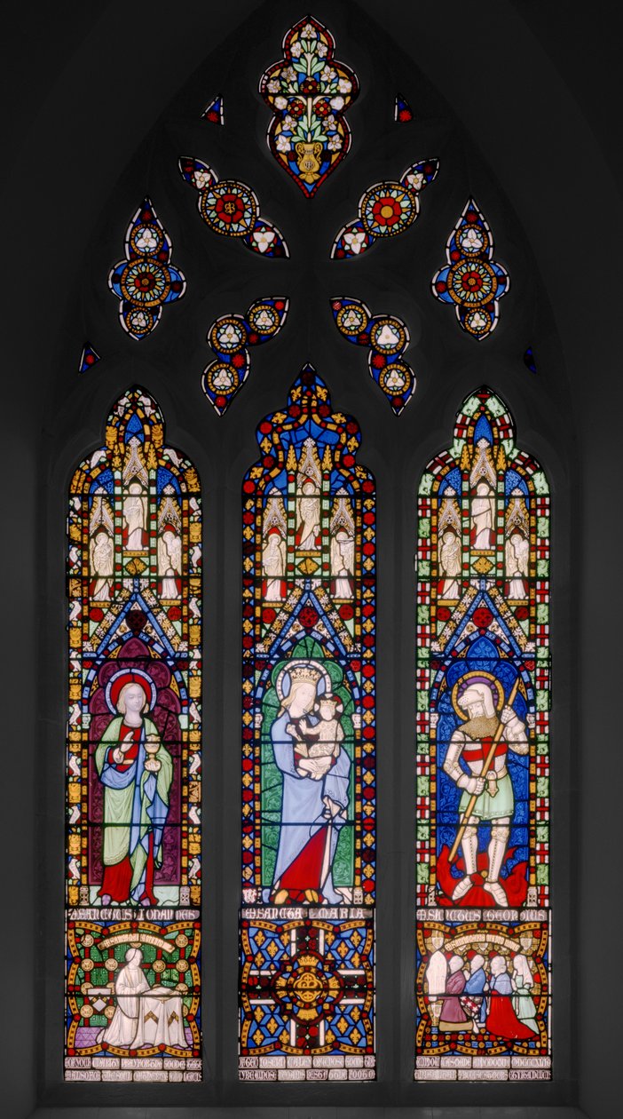 St. John The Evangelist, Virgin & Child och St. George, ca 1844 (målat glas) av Augustus Welby Northmore Pugin