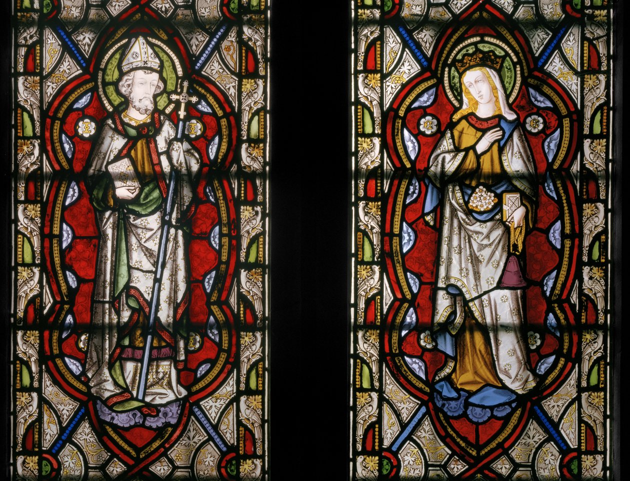St. John of Beverley & St. Elizabeth av Ungern, detalj, 1849 (målat glas) av Augustus Welby Northmore Pugin