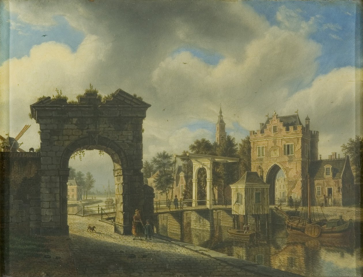 Kanalscen med vindbrygga av Augustus Wijnands